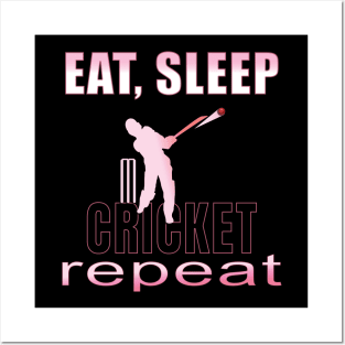 Eat sleep cricket repeat Posters and Art
